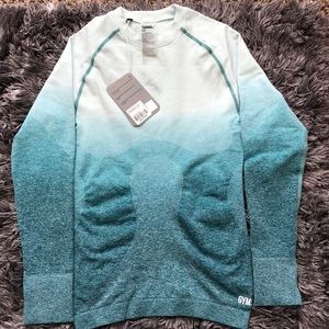 Ombré Seamless LS Top Deep Teal/Ice Blue
